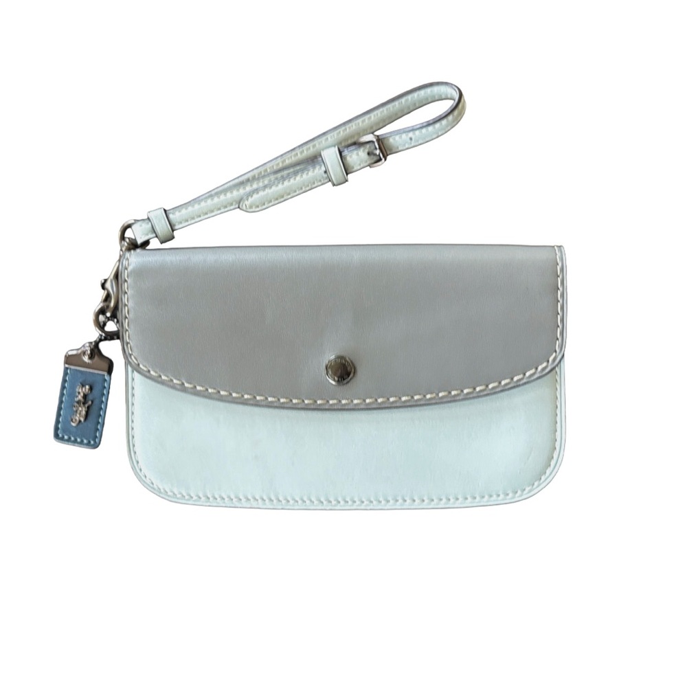 SOLD Coach 1941 Blue Colorblock Clutch Wristlet Glovetanned Gunmetal - Picture 1 of 12